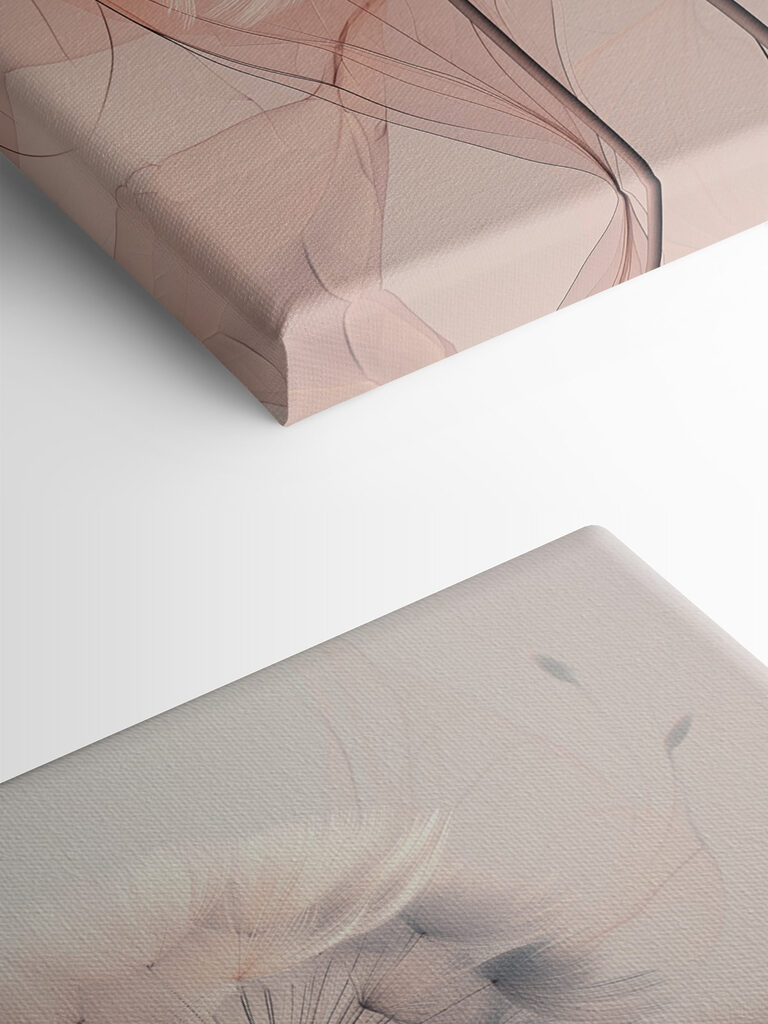 A group of dandelions with white and orange lines