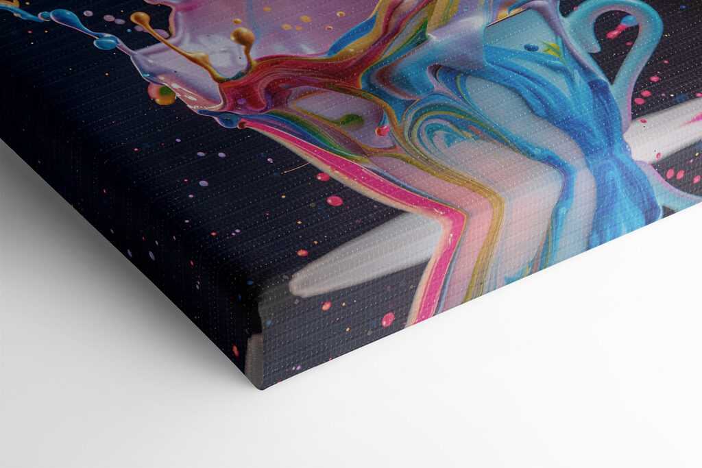 A colorful liquid splashing into a cup