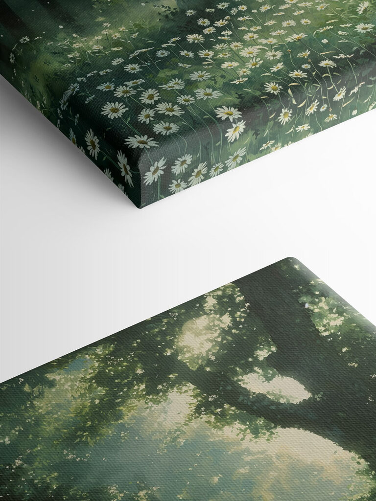 Forest with trees and flowers