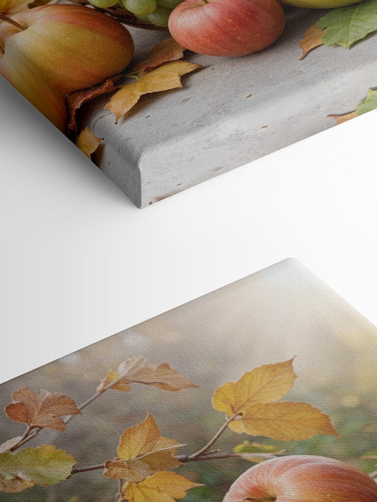 Basket of fruit with leaves