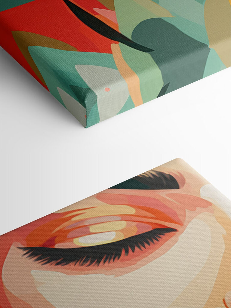 Woman's face with colorful leaves