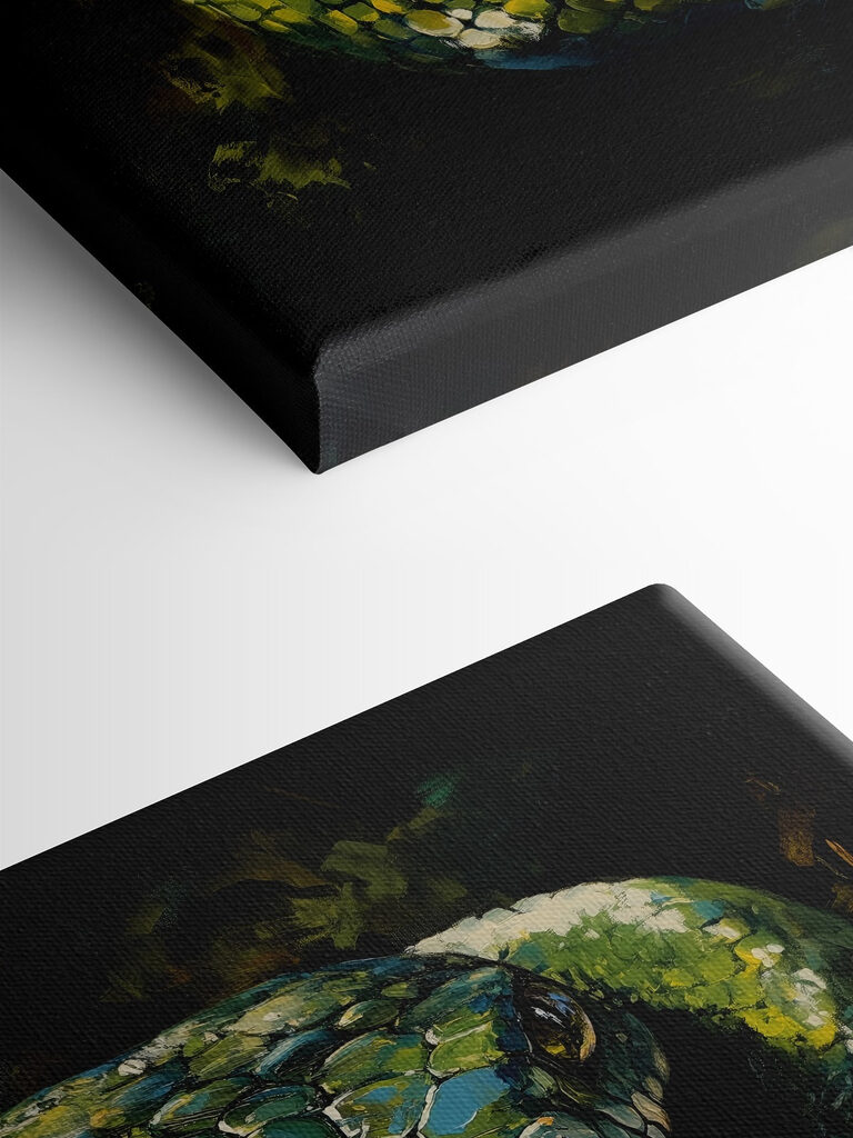 Green snake with yellow eyes