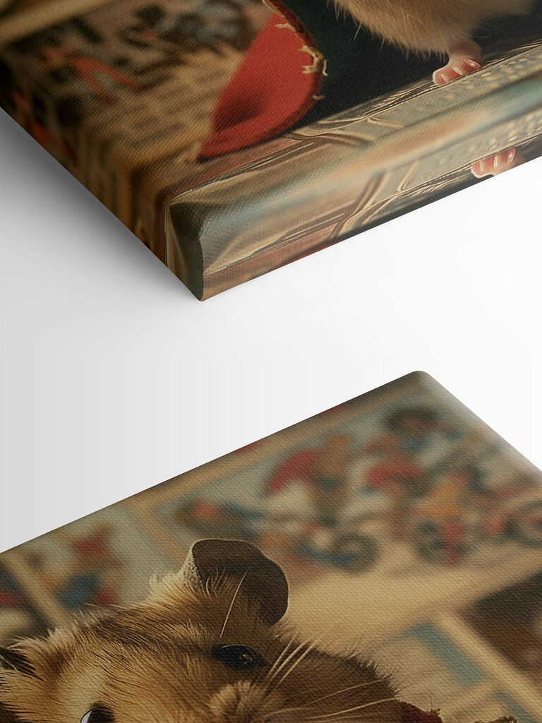 Hamster wearing a cape and holding a hammer