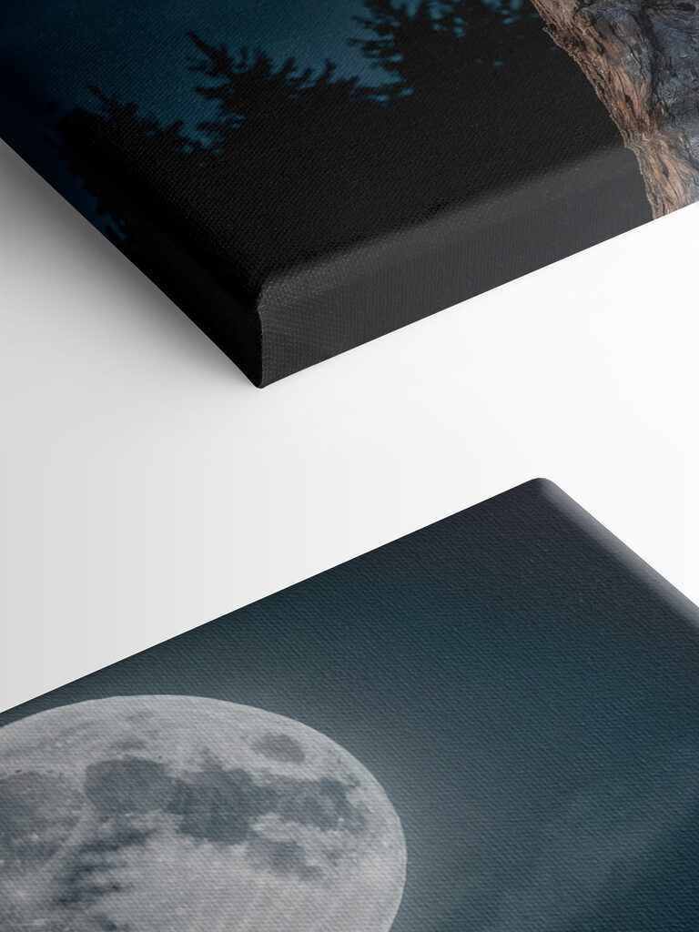 Bald eagle on a post with a full moon in the background