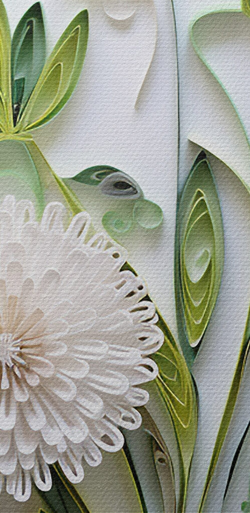 Paper flowers and leaves