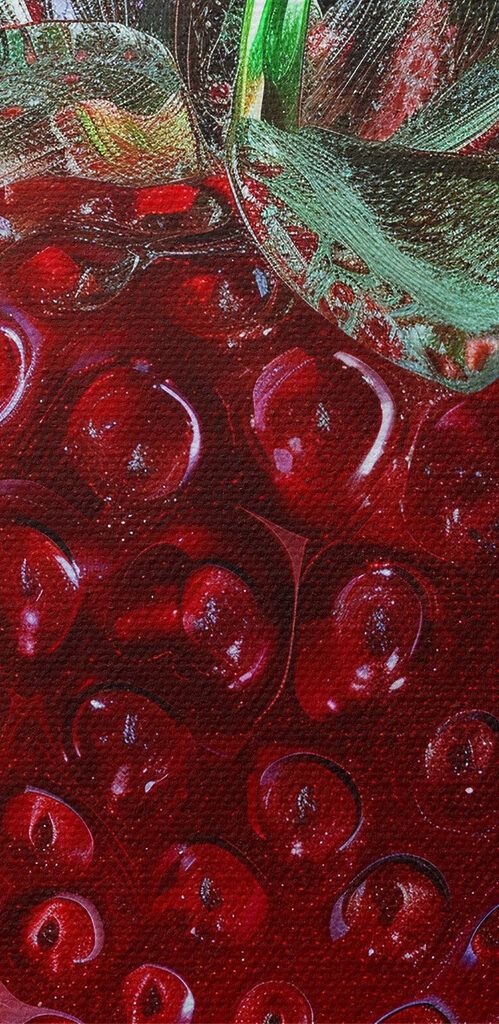 Glass strawberry with a green stem