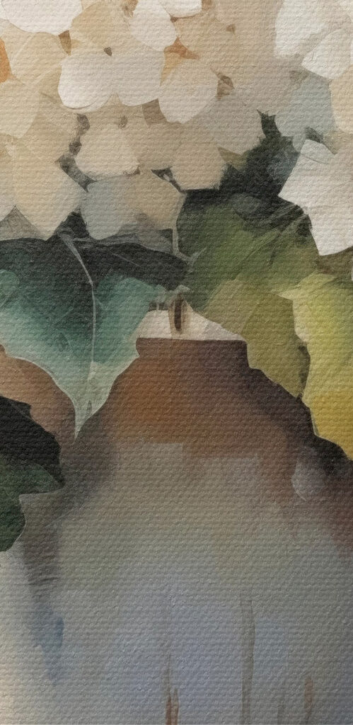 Painting of white flowers in a vase Painting of white flowers in a vase