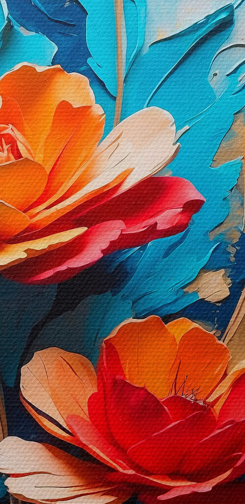 Painting of flowers and leaves