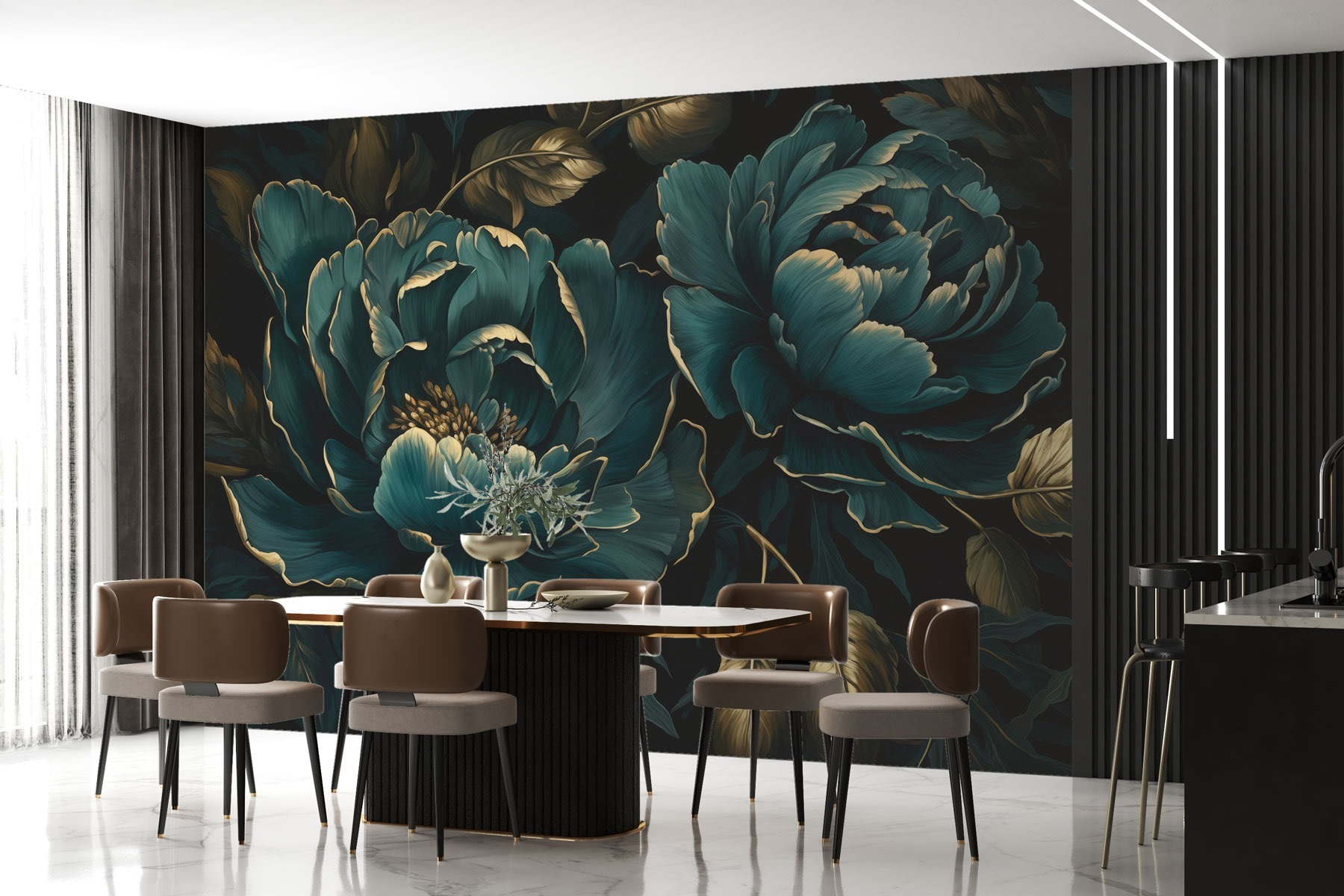 Textured blue peonies on dark background Textured blue peonies on dark background