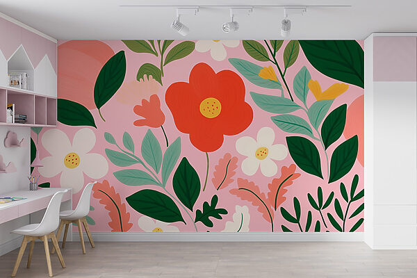 Pattern of flowers and leaves