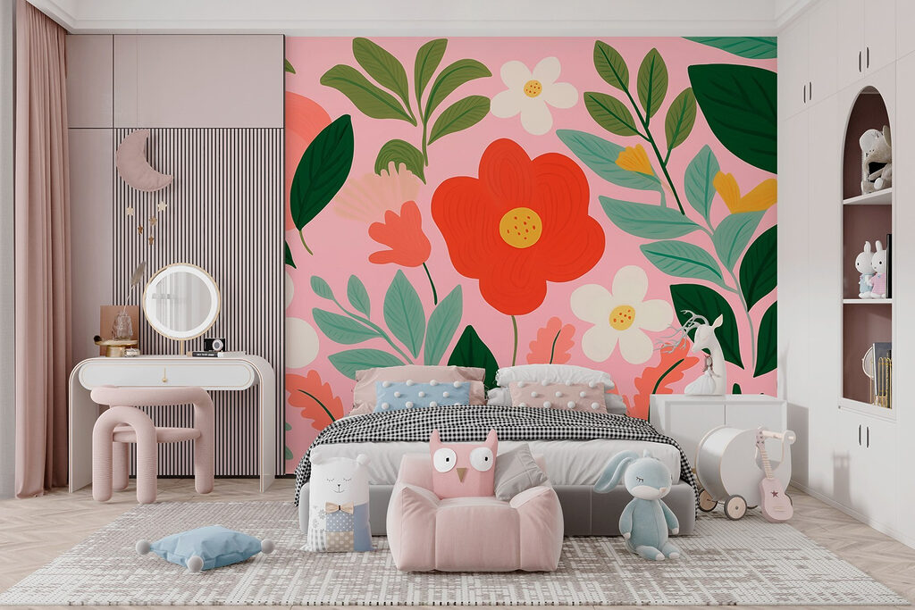 Pattern of flowers and leaves