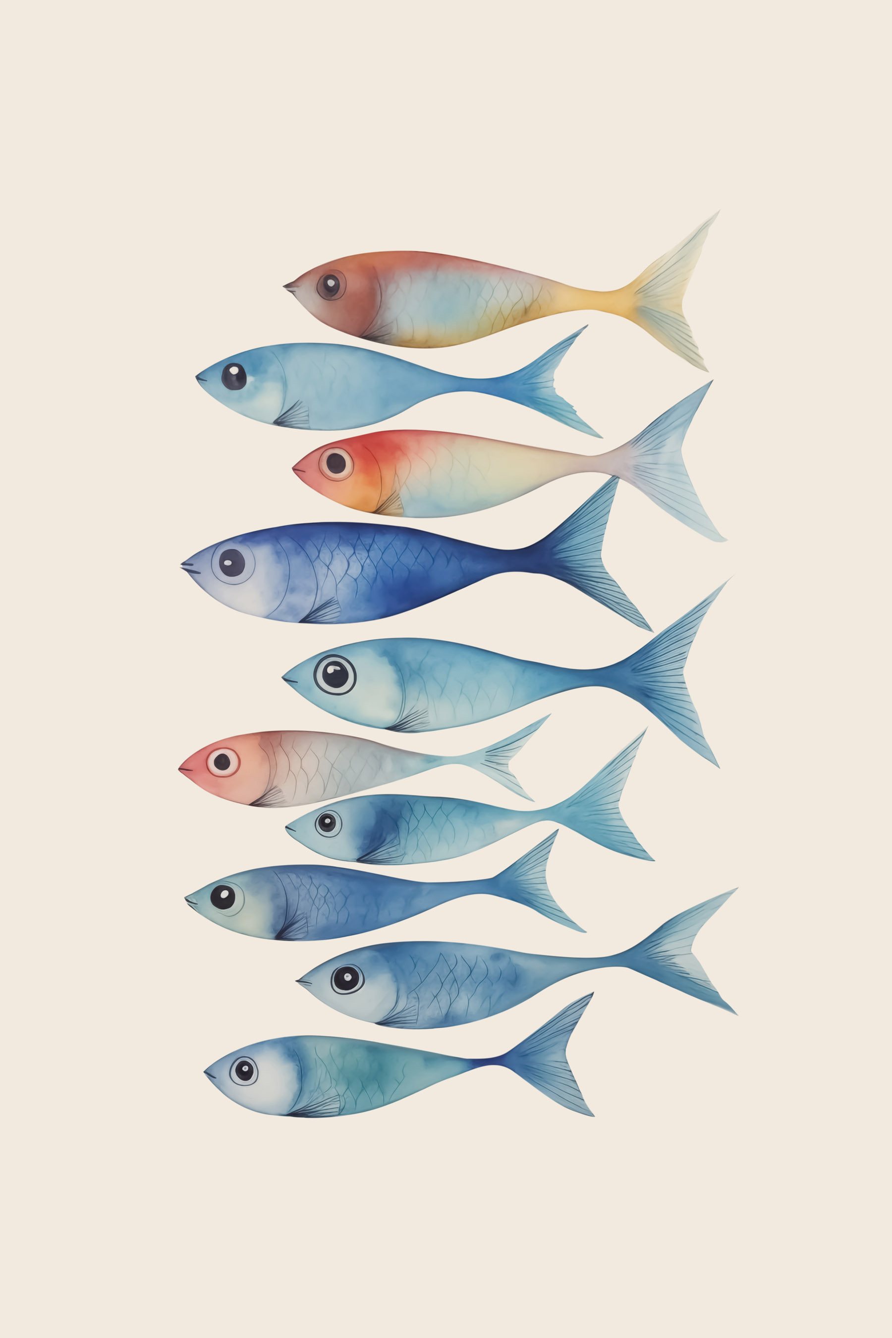 Group of fish with different colors