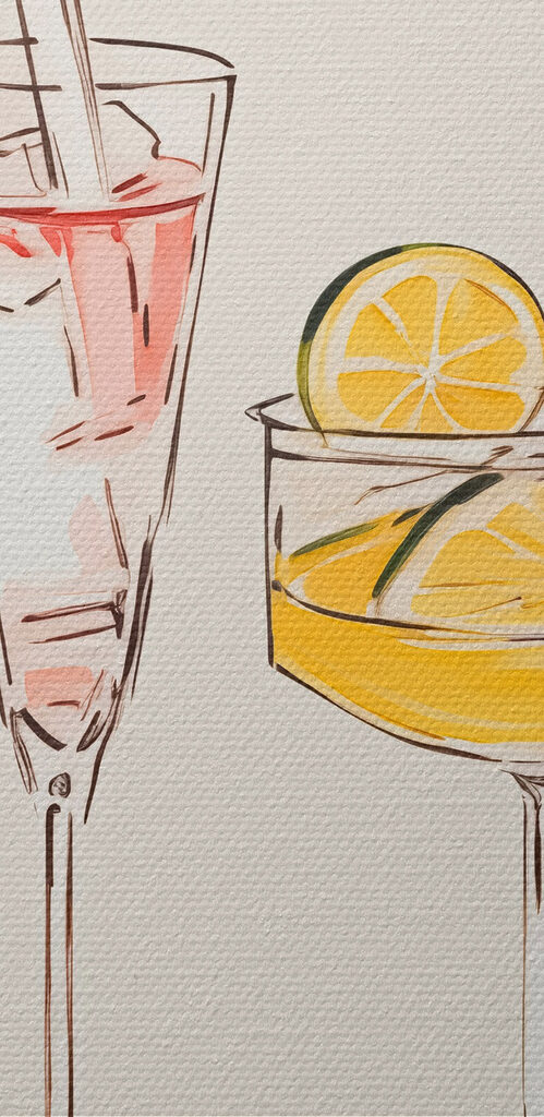 Group of different colored drinks