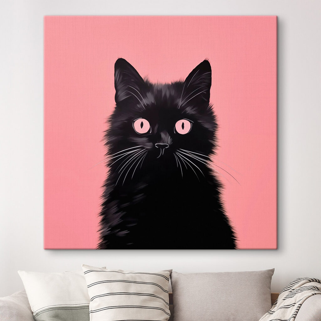 Black cat with pink eyes
