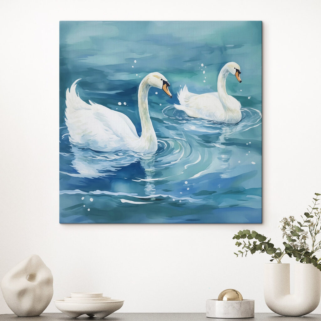 Two swans swimming in water