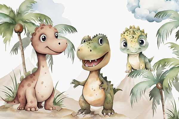 Skupina dinosaurů stojících na skalách Skupina dinosaurů stojících na skalách