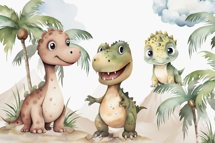 Skupina dinosaurů stojících na skalách Skupina dinosaurů stojících na skalách