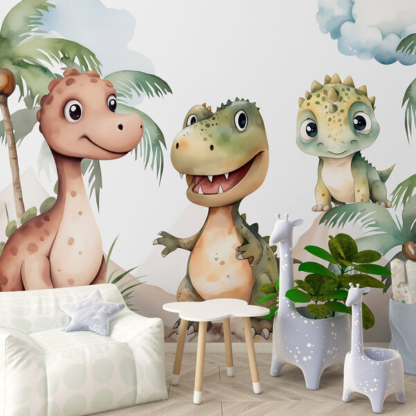 Skupina dinosaurů stojících na skalách Skupina dinosaurů stojících na skalách