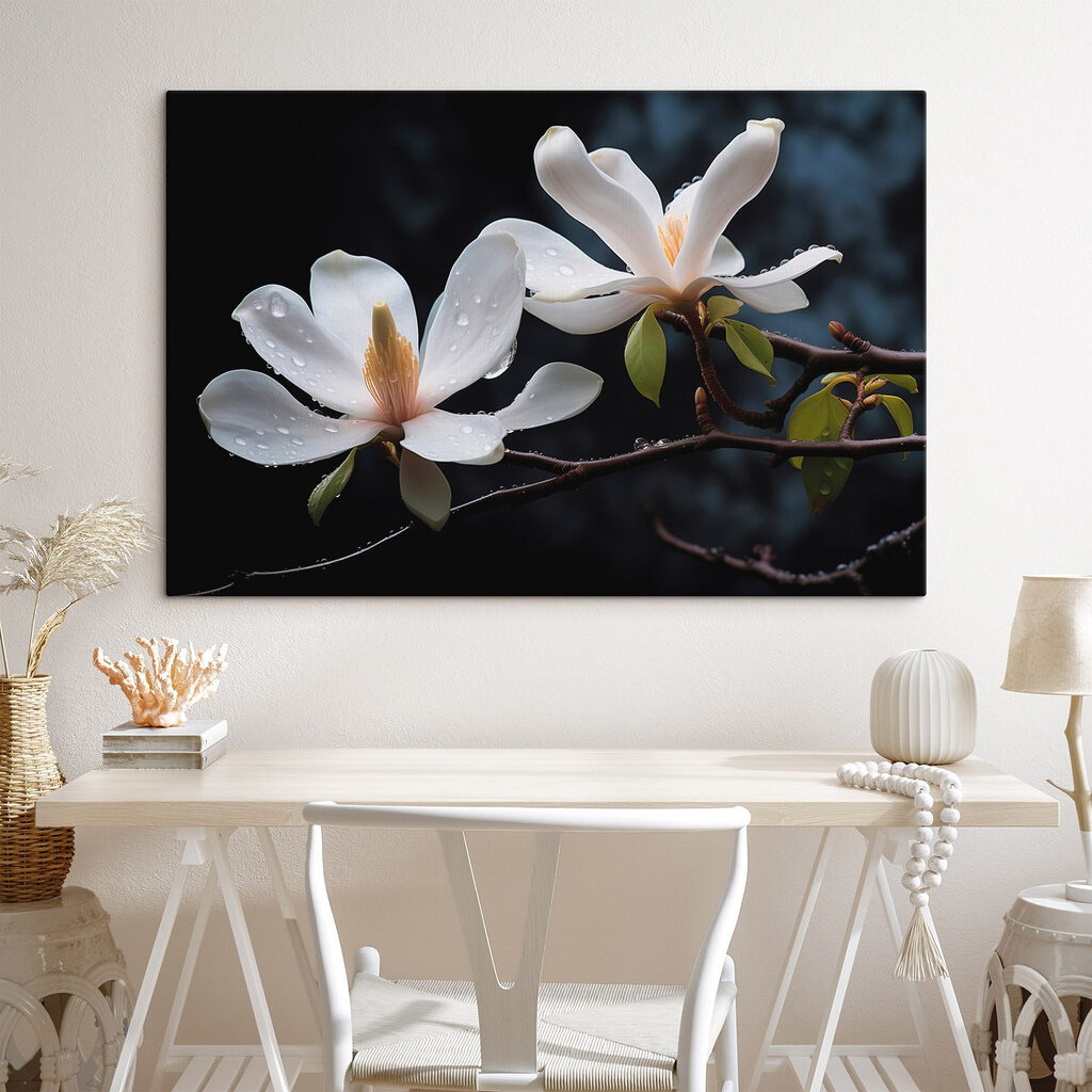 Delicate blossoms adorned with droplets