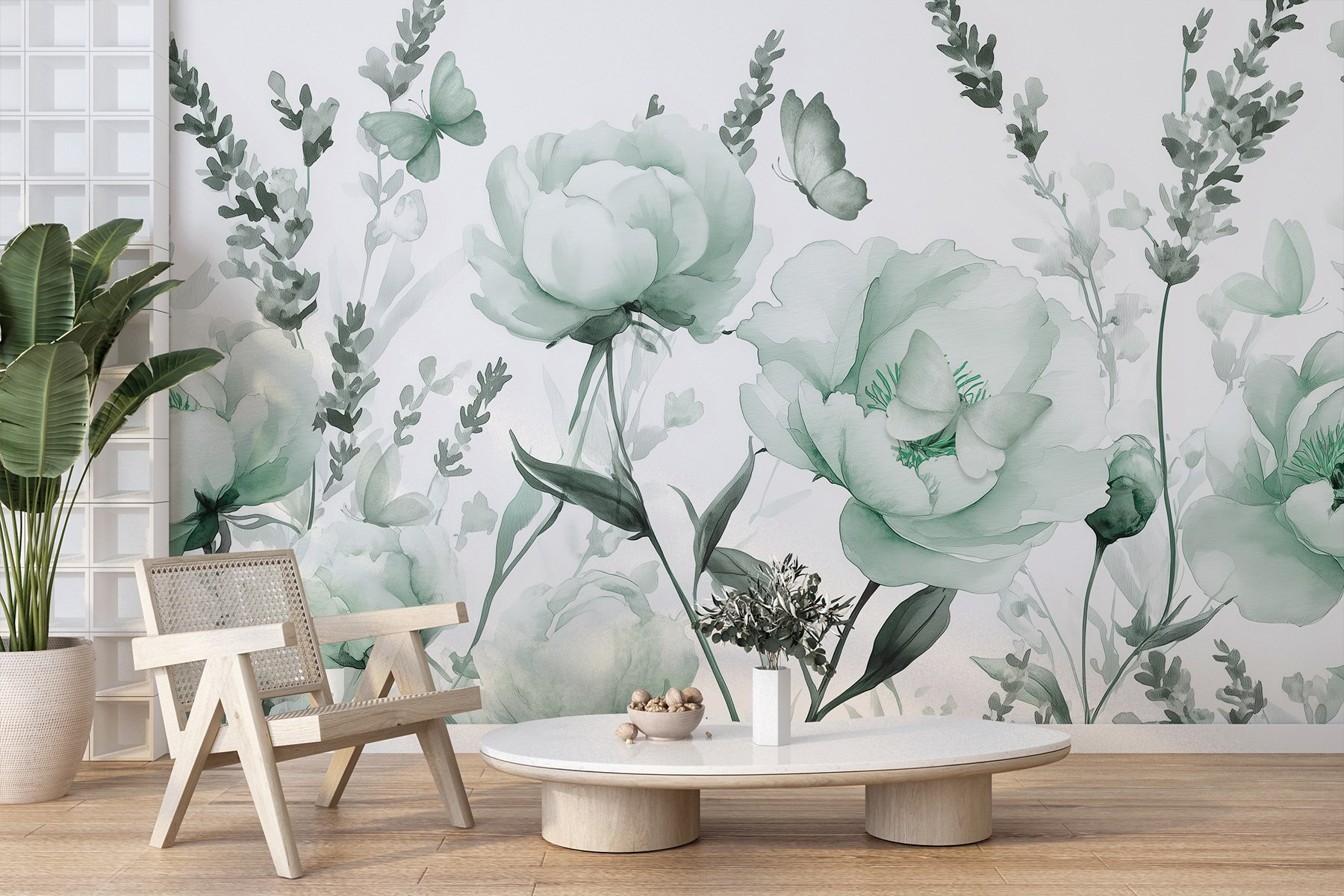 Delicate blooms in soft green hues