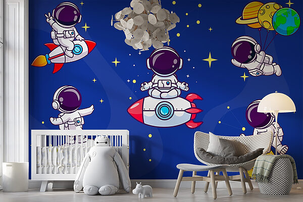 Kreslený astronaut ve vesmíru Kreslený astronaut ve vesmíru