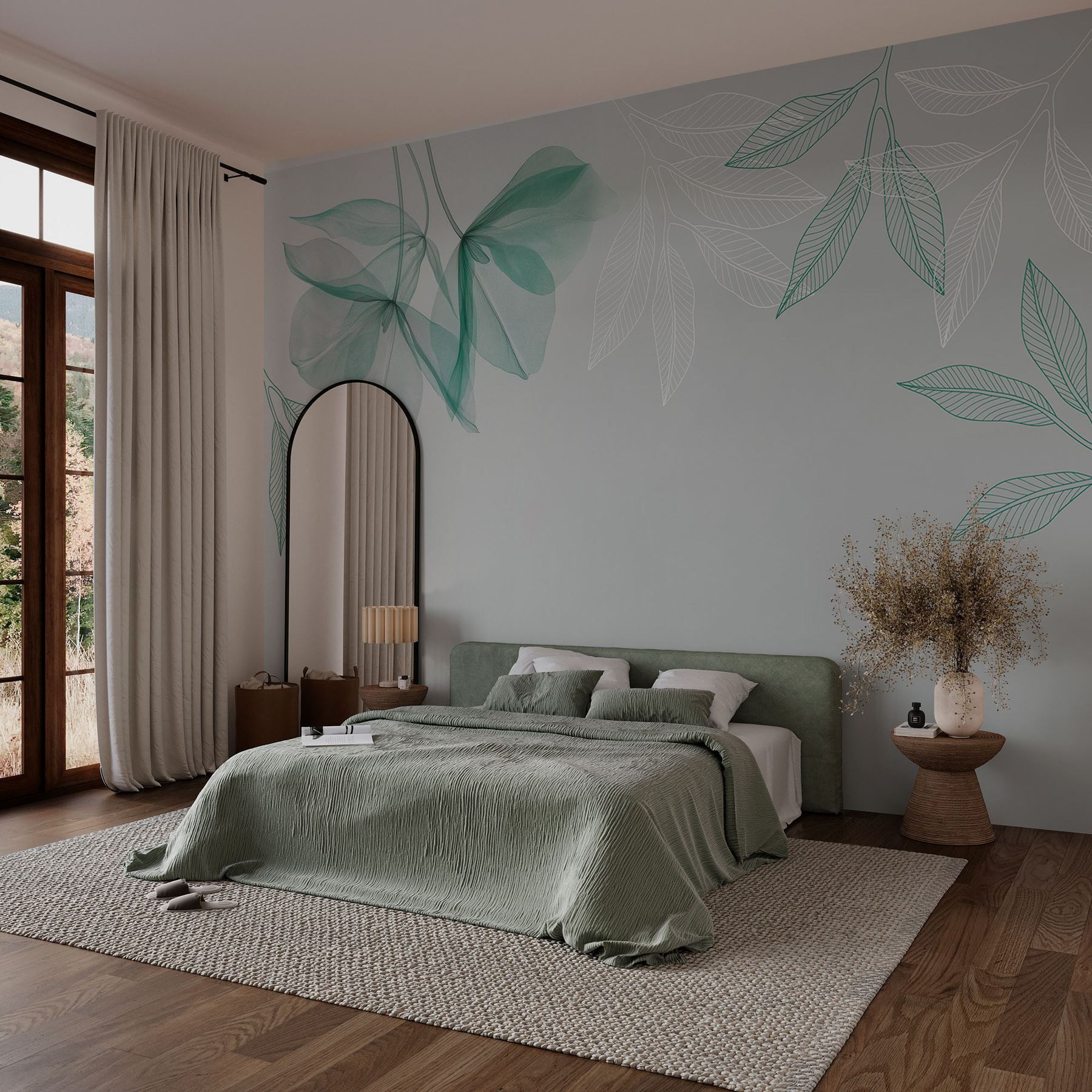 Delicate leaves in soothing tones