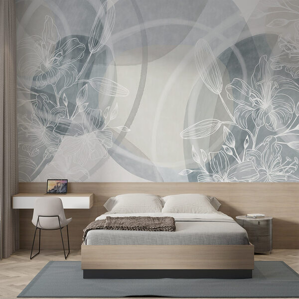 White flowers on a grey background