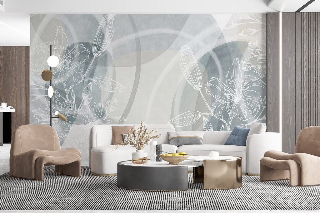 White flowers on a grey background