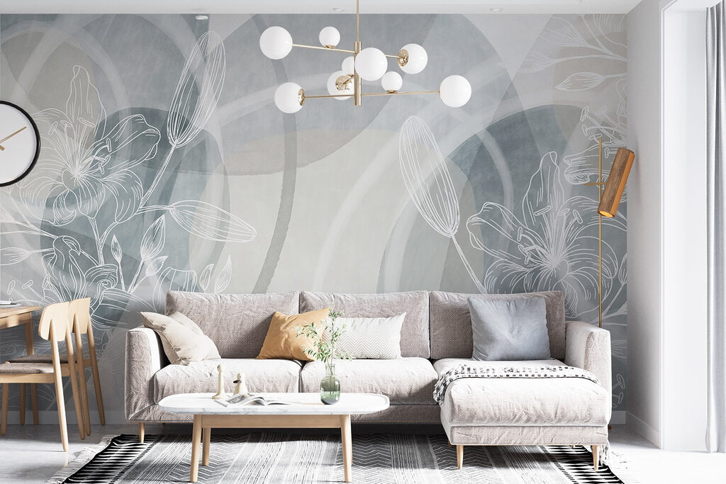 White flowers on a grey background