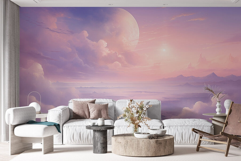 Landscape with clouds and a moon Landscape with clouds and a moon