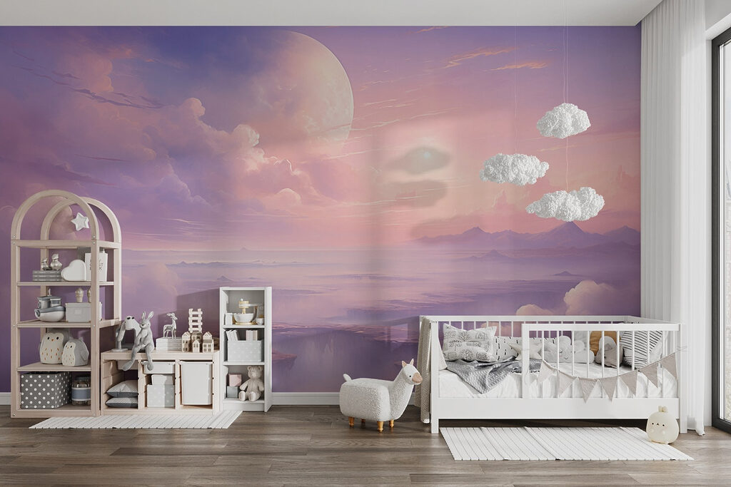 Landscape with clouds and a moon Landscape with clouds and a moon