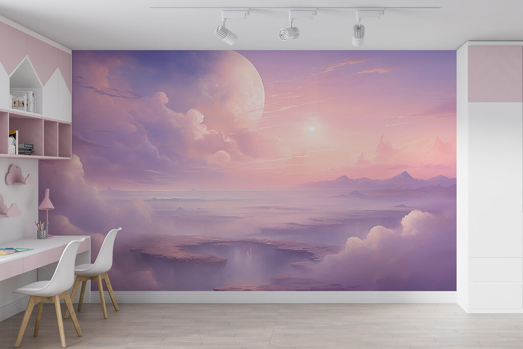 Landscape with clouds and a moon Landscape with clouds and a moon