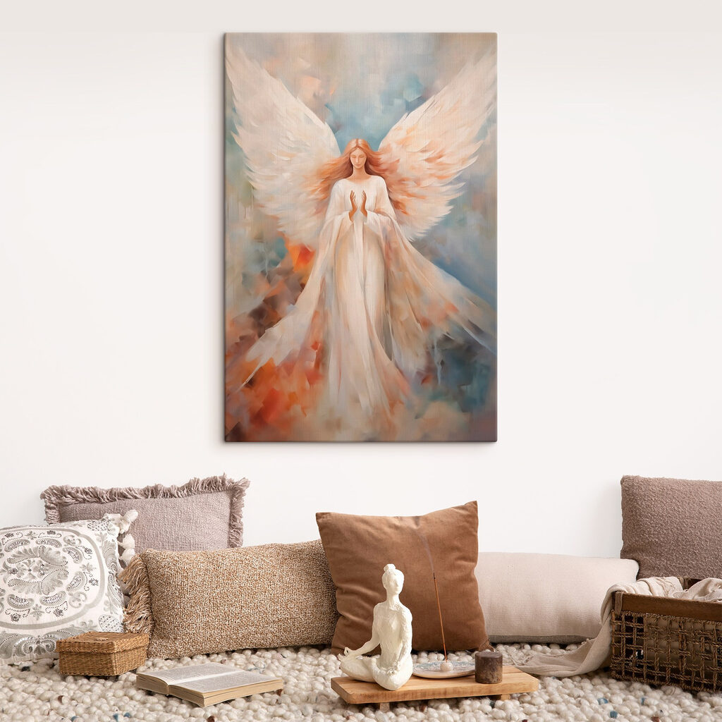 Painting of a woman with wings