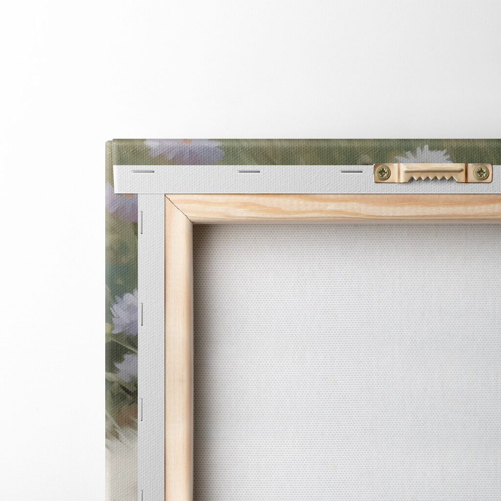 White cat in a field of flowers