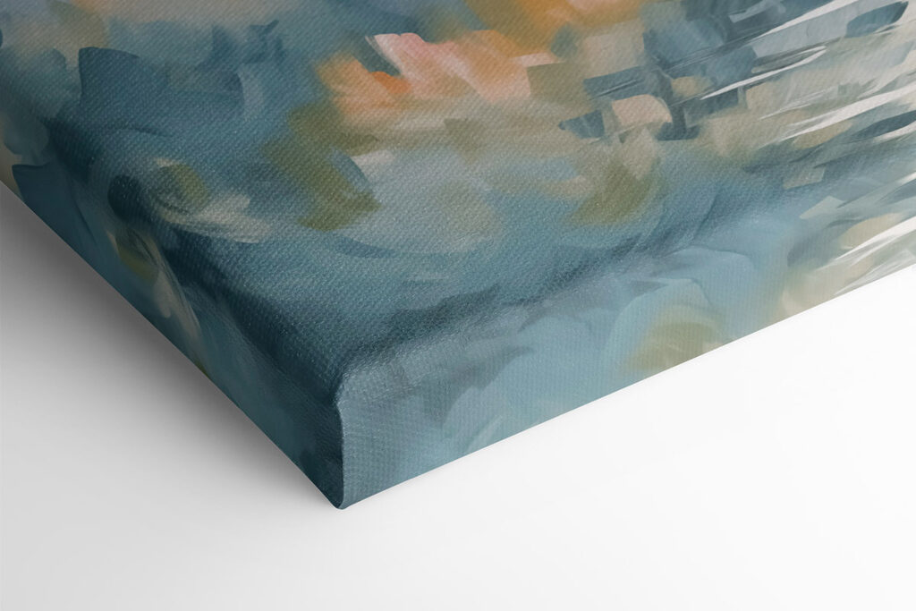 Painting of a river and mountains