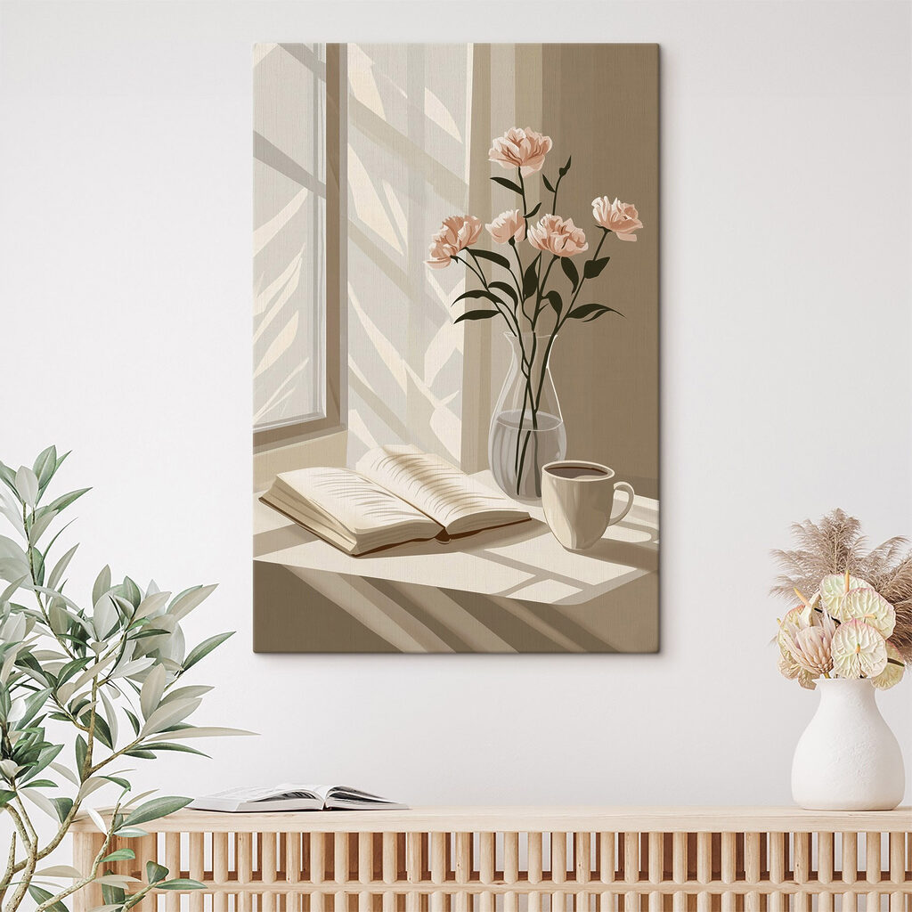 Book and a vase with flowers