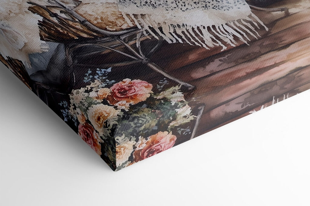 Painting of sheep on a porch