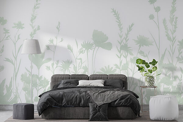 Zobrazený rozmarný design květinové siluety Zobrazený rozmarný design květinové siluety