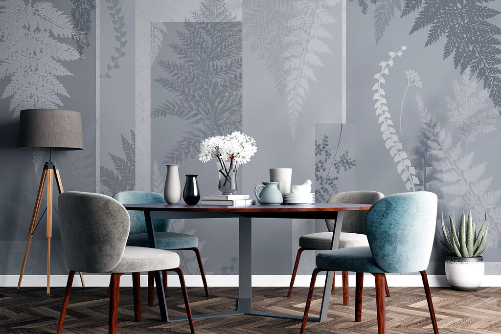 Grey and white floral pattern