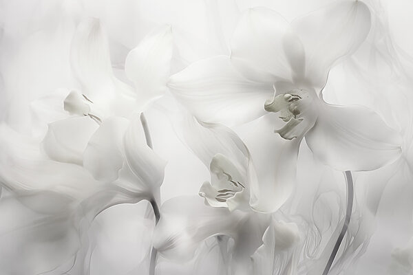 Jemné bílé orchideje v měkkém světle Jemné bílé orchideje v měkkém světle
