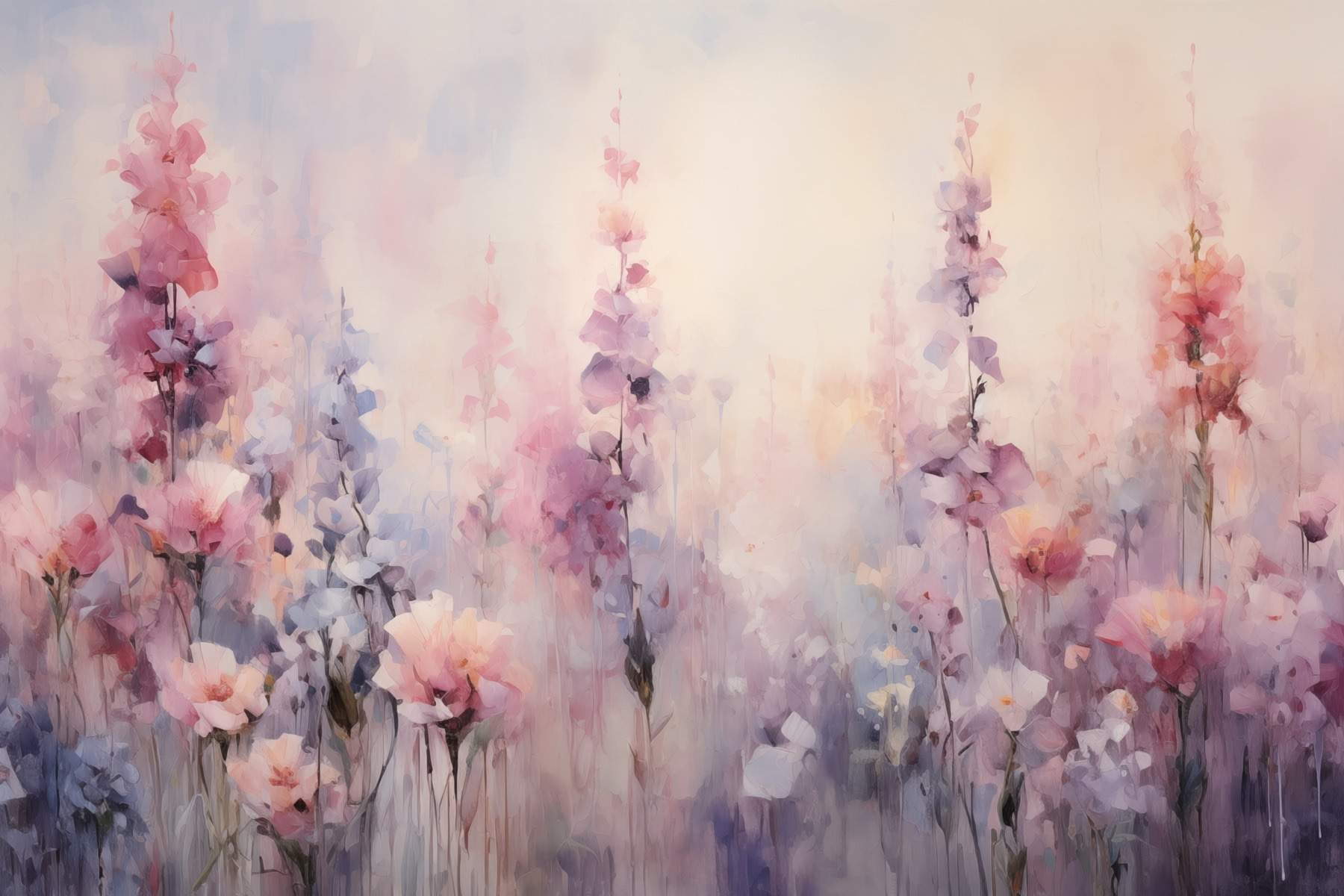 Painting of flowers in a field Painting of flowers in a field