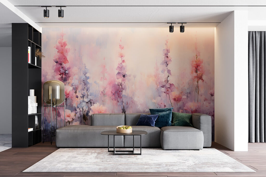 Painting of flowers in a field Painting of flowers in a field