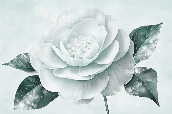 White flower with green leaves