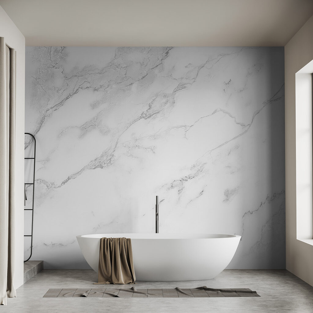 White marble surface with black veins White marble surface with black veins