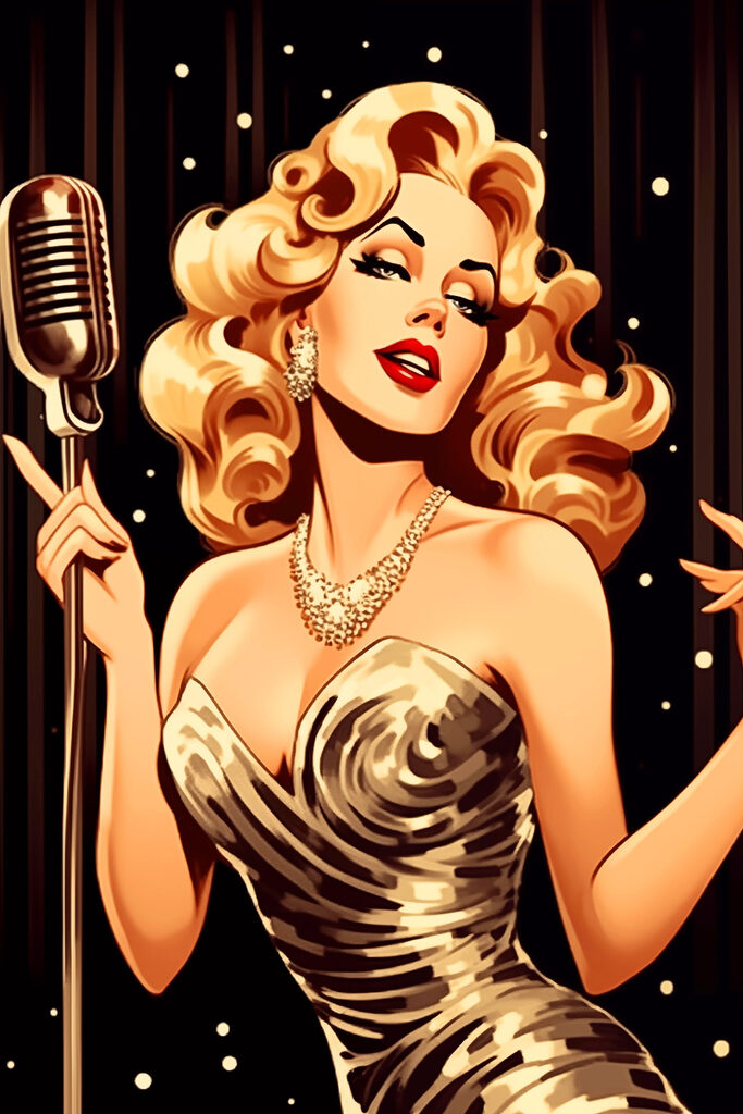 Woman singing into a microphone