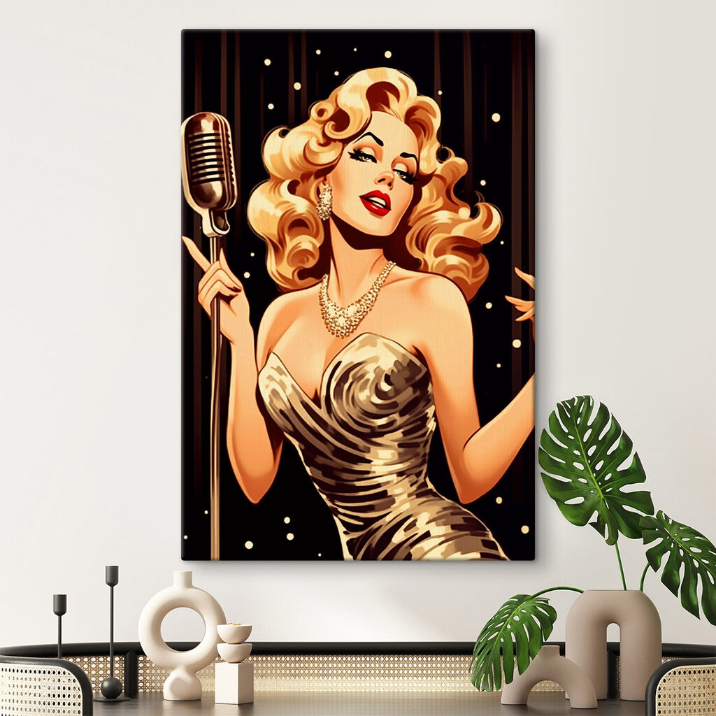 Woman singing into a microphone