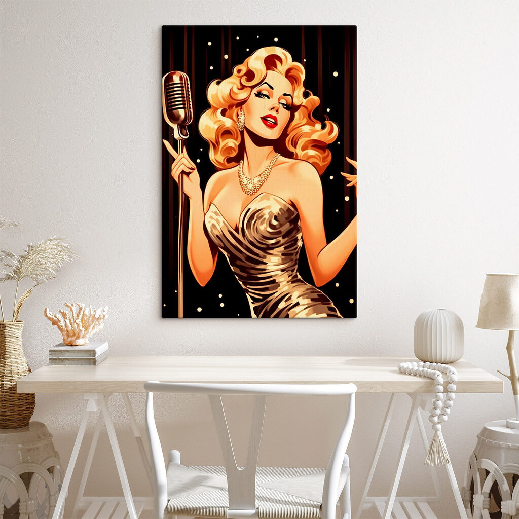 Woman singing into a microphone