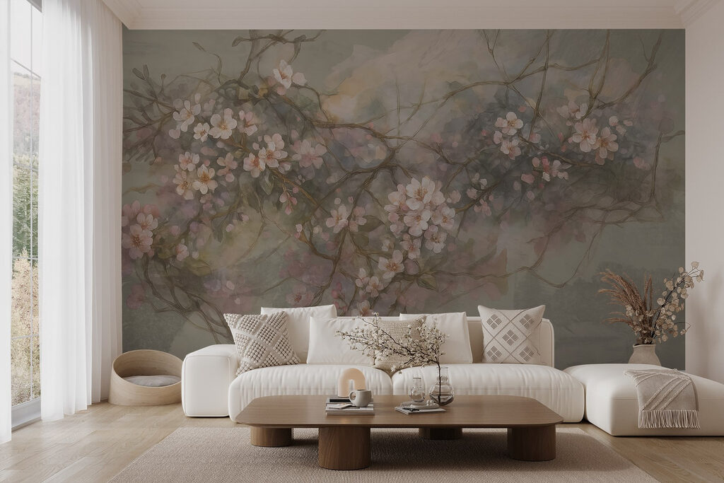 Painting of flowers on a branch Painting of flowers on a branch