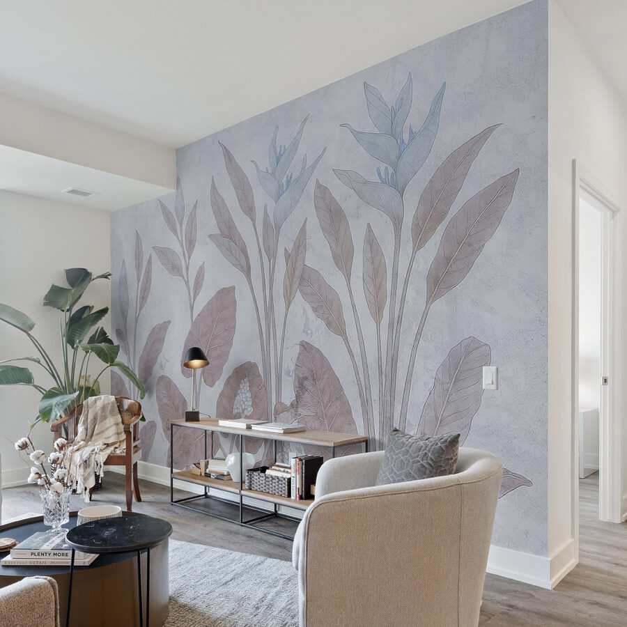 Jemný botanický design v jemných tónech