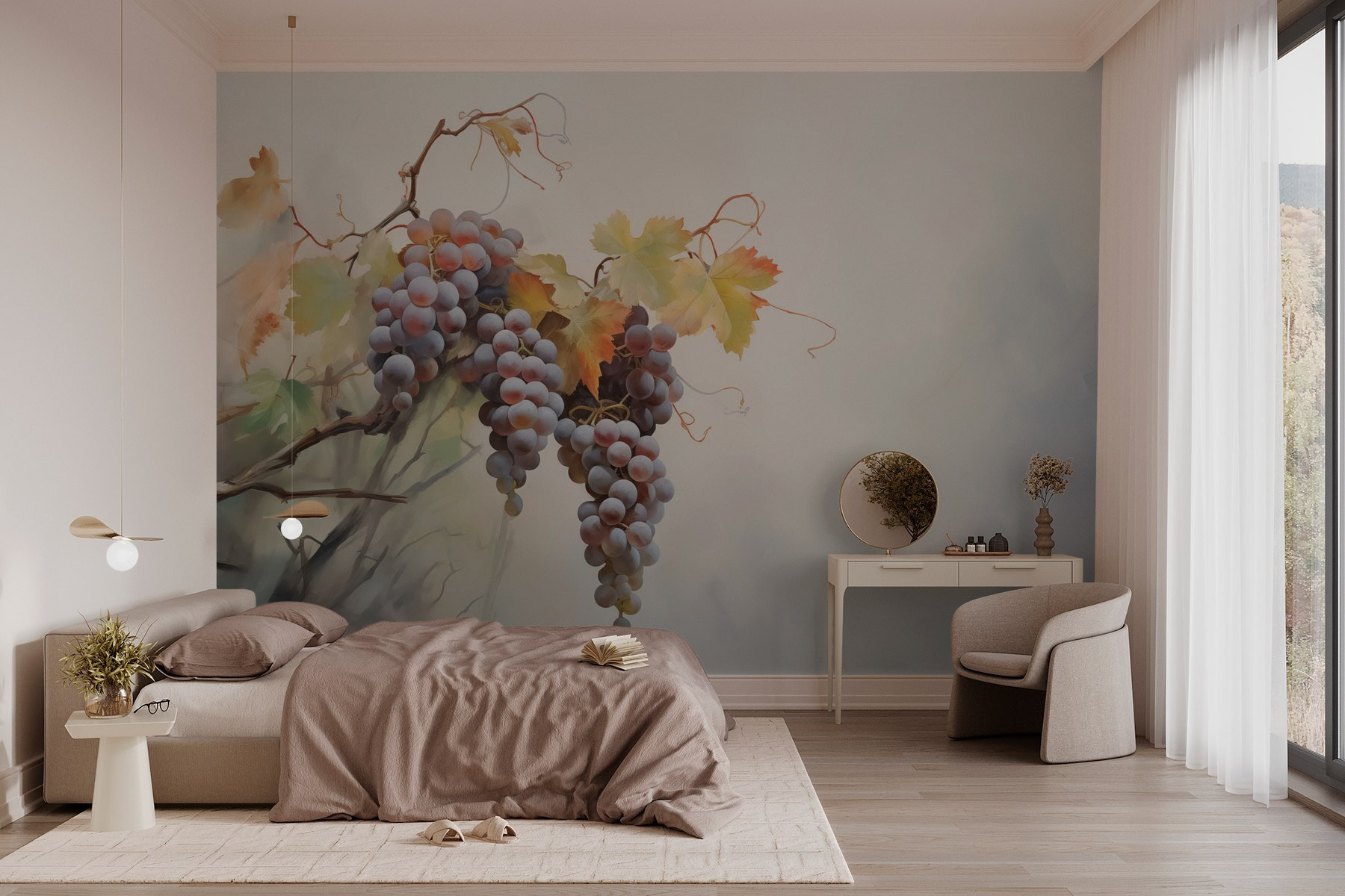 Bunch of grapes on a vine